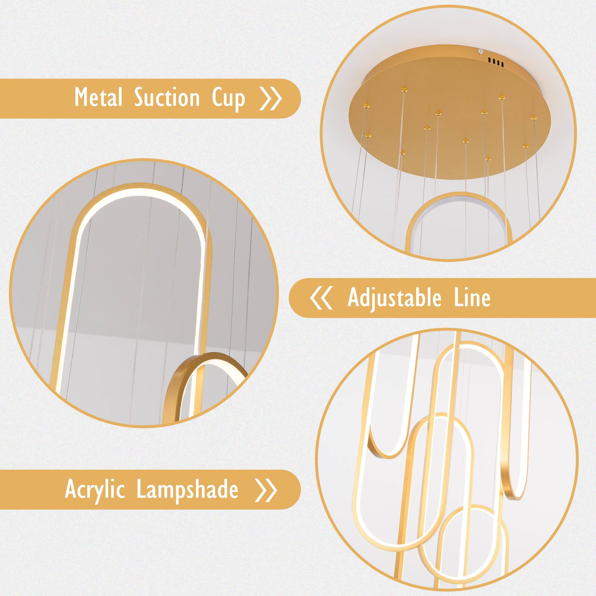 Metal Suction Cup  
Adjustable Line  
Acrylic Lampshade