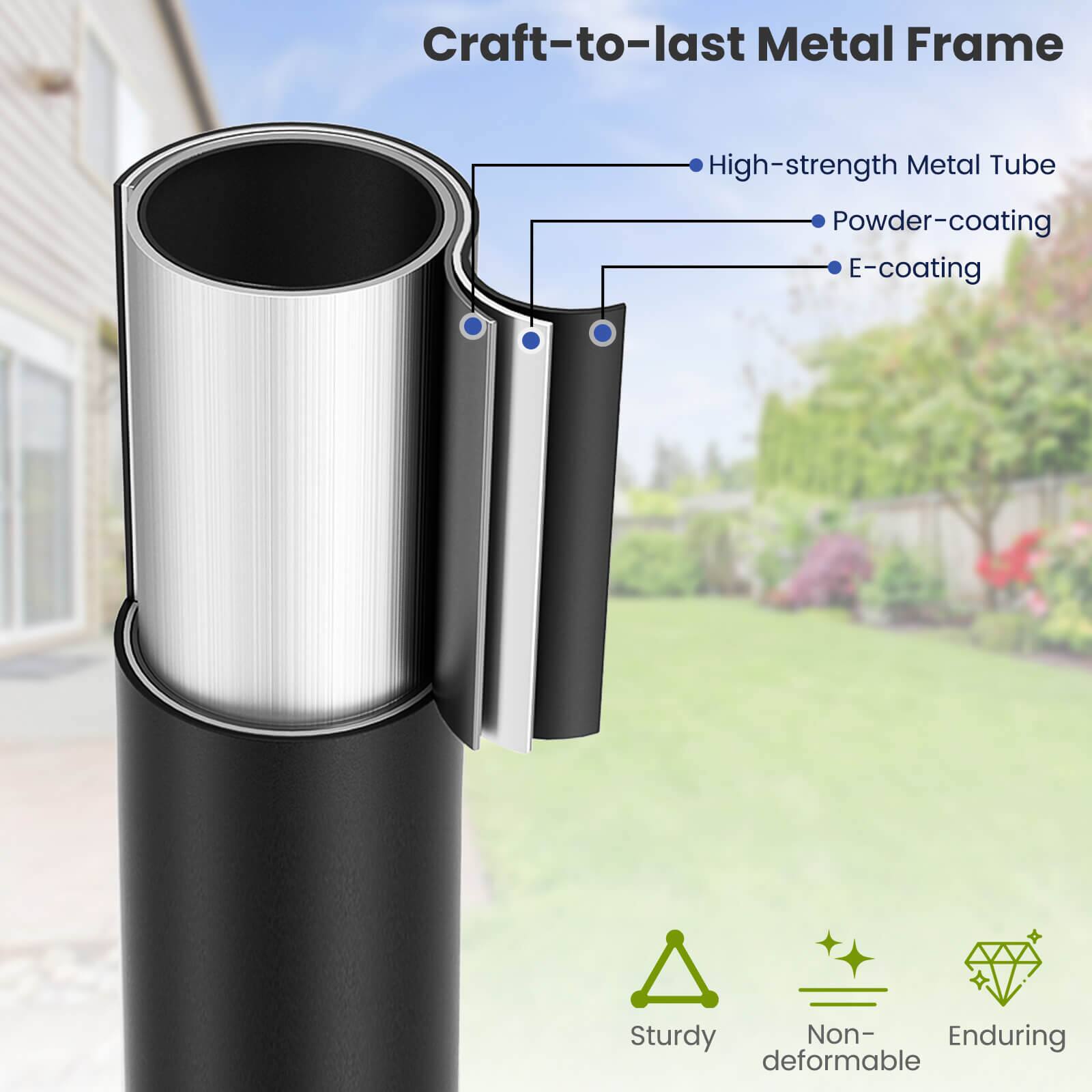 Craft-to-last Metal Frame
High-strength Metal Tube
Powder-coating
E-coating
Sturdy
Non-deformable
Enduring
