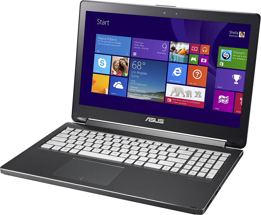 Left View: ASUS - Geek Squad Certified Refurbished 2-in-1 15.6" Touch-Screen Laptop - Intel Core i7 - 8GB Memory - 1TB Hard Drive - Black