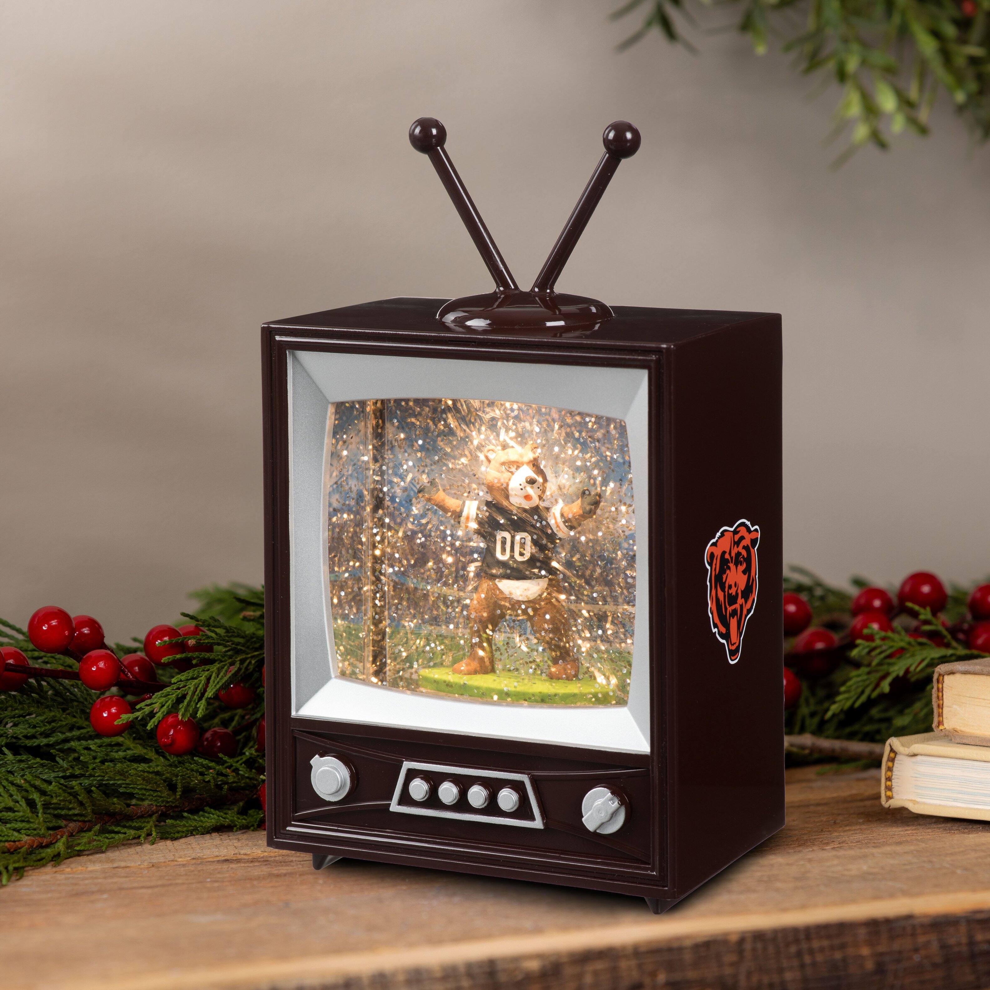 Alt View 1. Evergreen Enterprises - Chicago Bears 8" Vintage TV Water Globe Lantern with Mascot - Brown.
