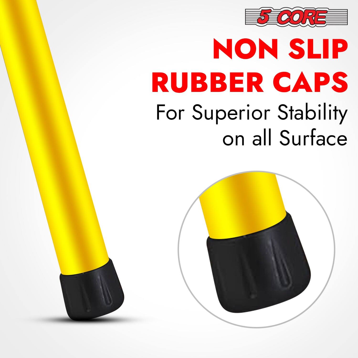 5 CORE NON SLIP RUBBER CAPS for Superior Stability on all Surfaces