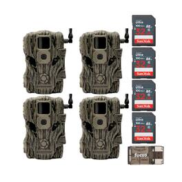Stealth Cam - Fusion X 26MP Trail Camera (Verizon, 4-Pack) with SD Card Bundle