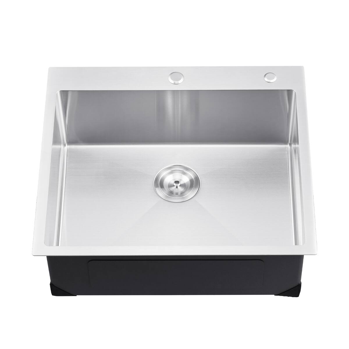 Front. Ropilly - Ropilly 25 Inch Drop In Kitchen Sink Stainless Steel Top Mount Single Bowl Basin with Drain Kit - Silver.