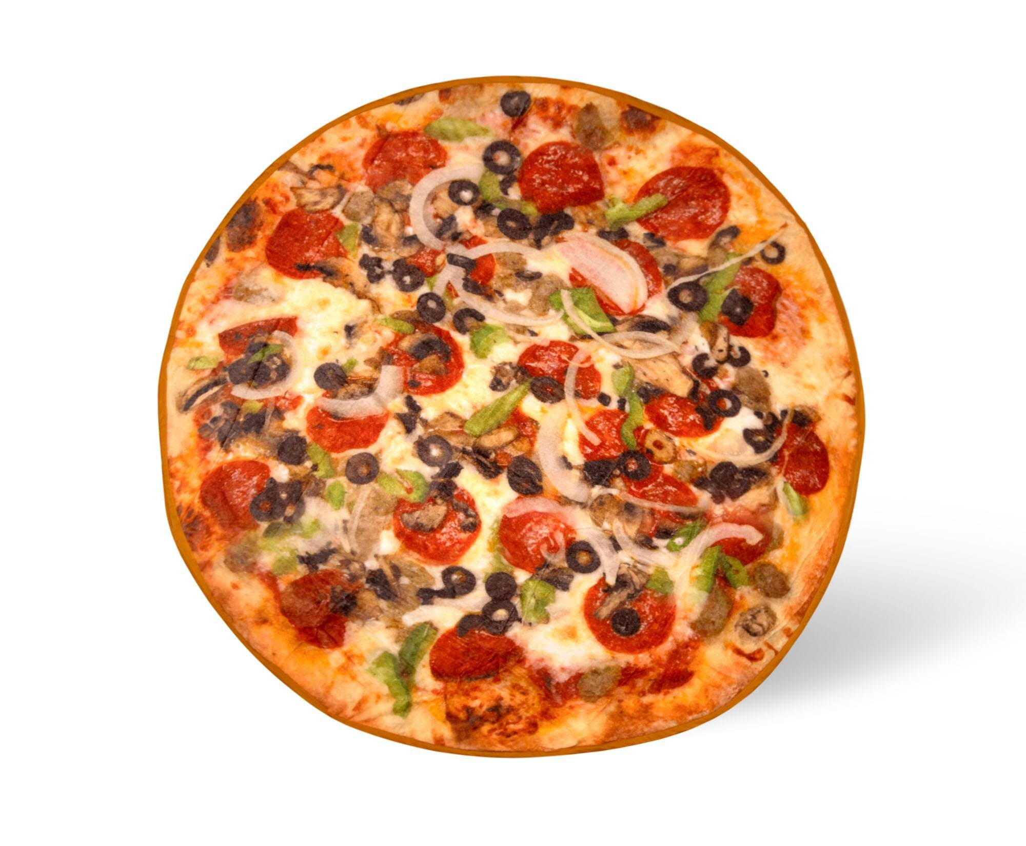 Front. Toynk - Supreme Pizza Round Fleece Throw Blanket | 60 Inches - Red.