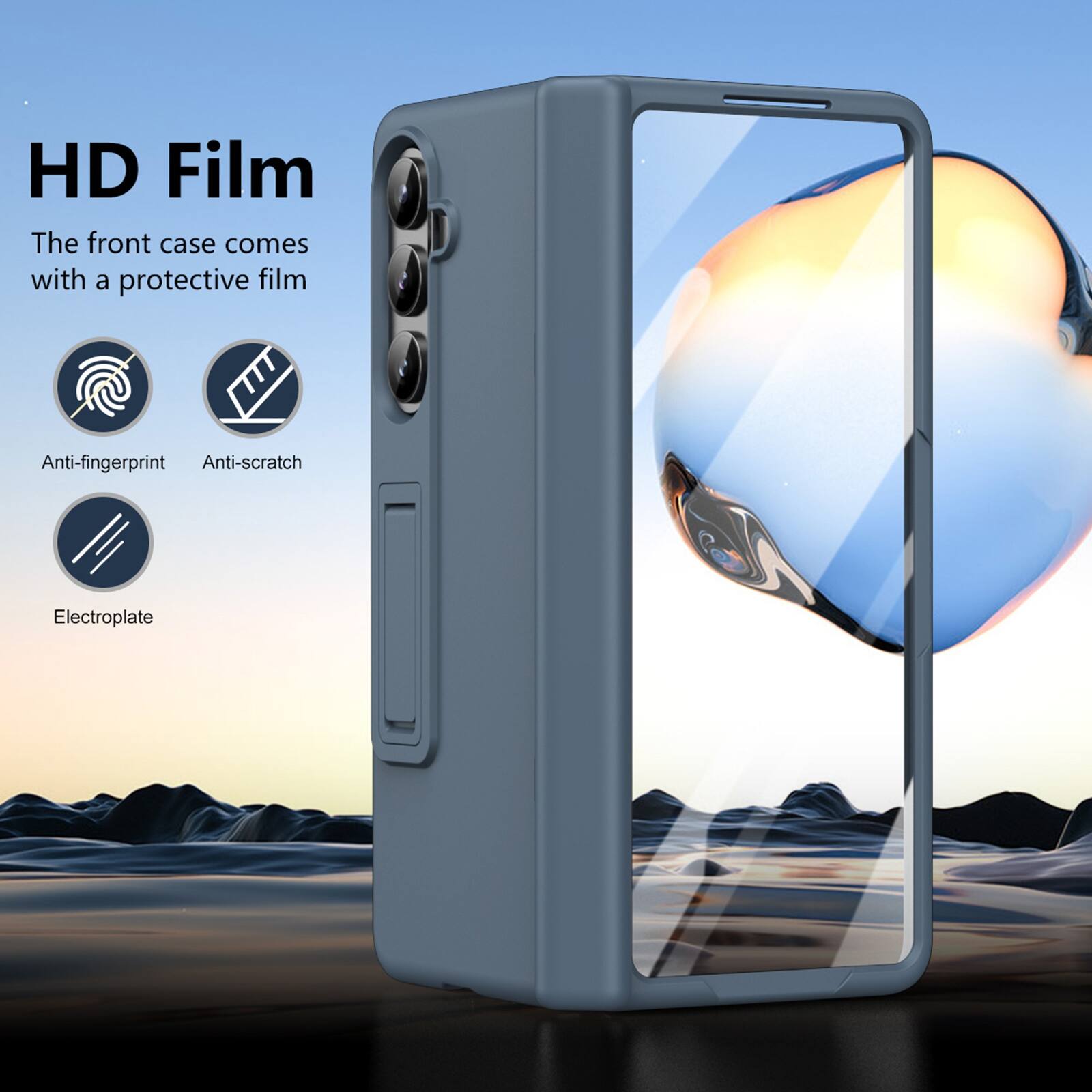 HD Film  
The front case comes with a protective film  
Anti-fingerprint  
Anti-scratch  
Electroplate