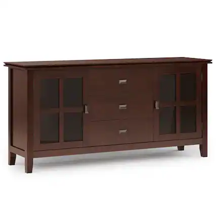 Front. Simpli Home - Artisan Large Sideboard Buffet - Russet Brown.