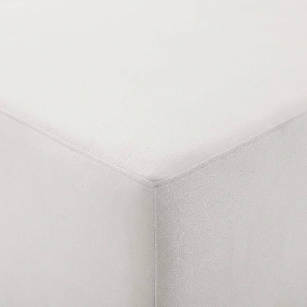 Alt View 1. Outdoor Escape - Square Performance Velvet Ottoman in Neutral Fabric for Outdoor Lounge - Gray.