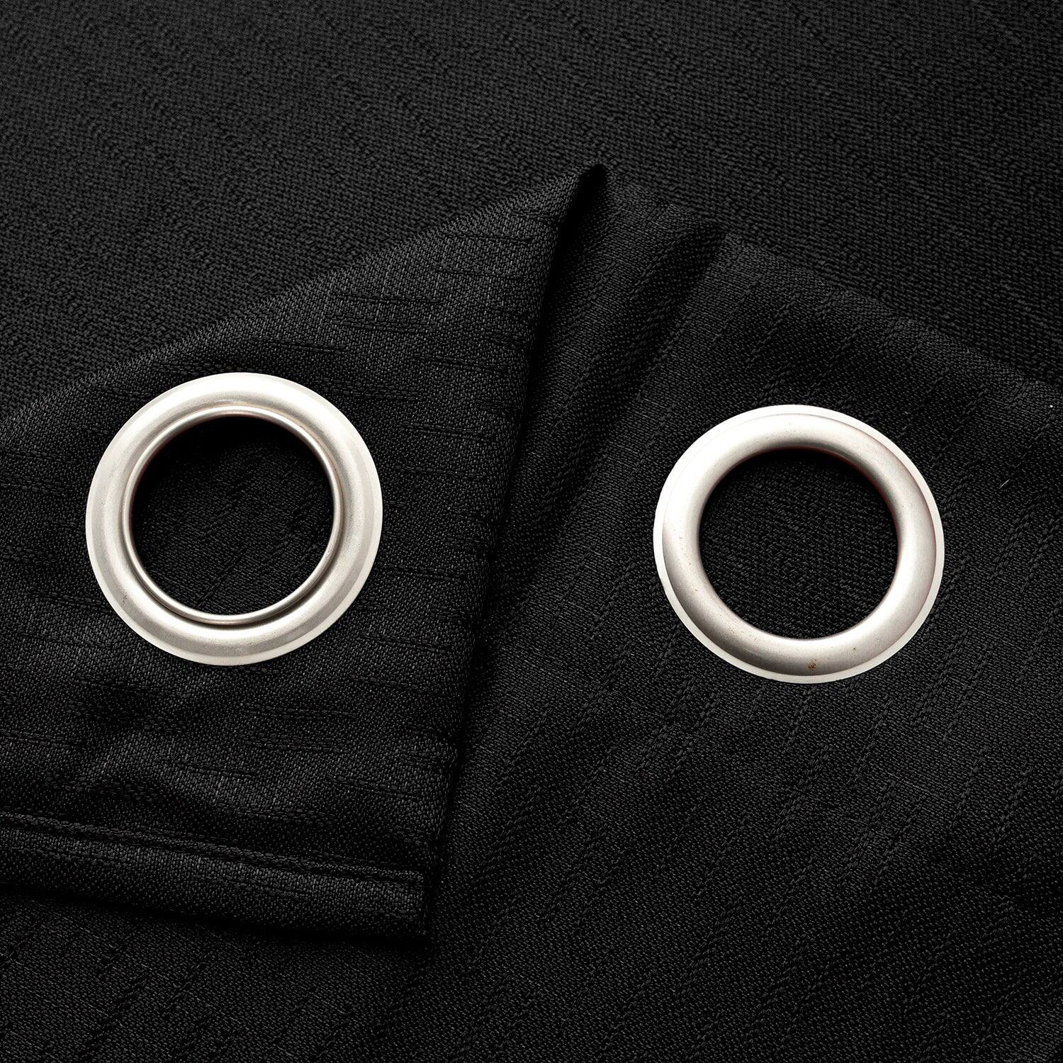 Back. RT Designers Collection - RT Designers Collection 100% Polyester 140 GSM Sedona Jacquard Grommet Curtain Panel 54" x 90" Black - Black.