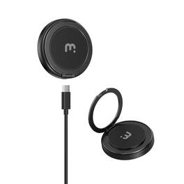Mybat Pro - DockIt 360° MagSafe Wireless Charger + Ring Grip Stand - Black