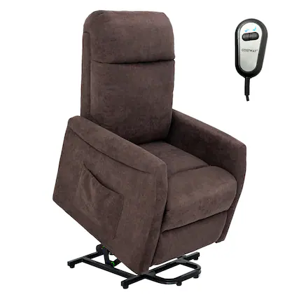 Front. Costway - Power Lift Recliner Chair w/ Remote Control - Brown.