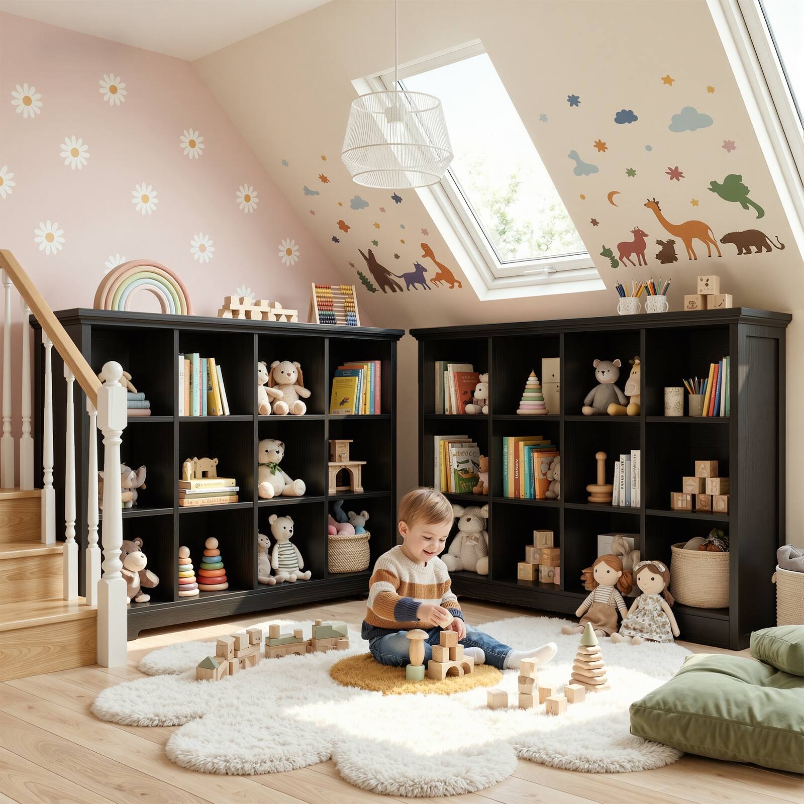 Alt View 2. Aheaplus - 12 Cube Organizer with Power Outlets, 3-Tier Cube Storage Cabinet for Living Room, Entryway - Black.