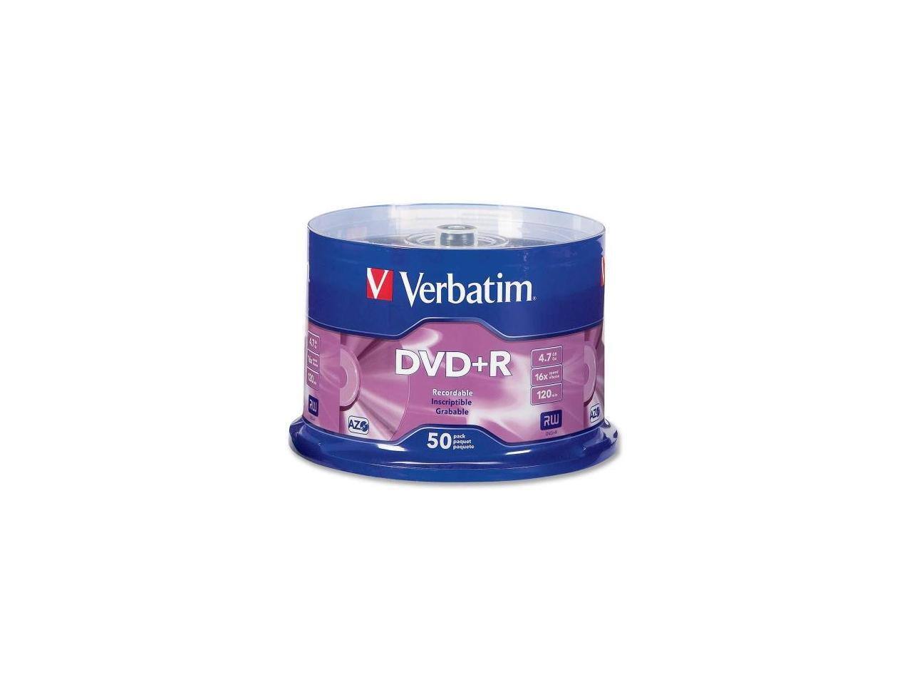 Verbatim 4.7 S DVD+R 16x i1 Recordable 120. Inscriptible Grabable AZO 50 pack paquete A2