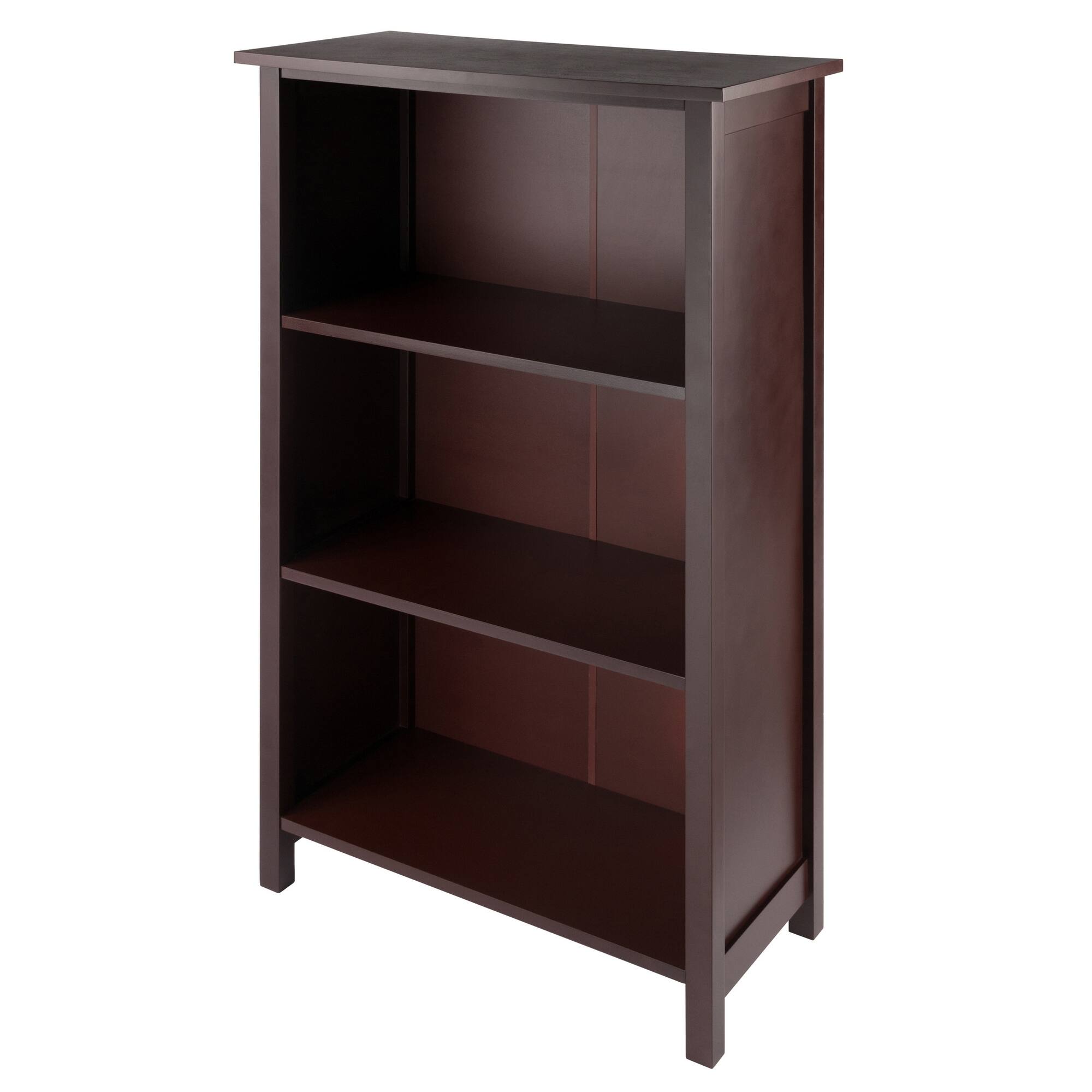 Front. Winsome Wood - Milan 3-Section Bookshelf - Walnut.
