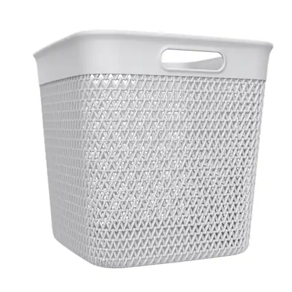 Front. Life Story - Life Story 26 Qt Decorative Storage Basket, Extra Large Plastic Home Organizer - White.