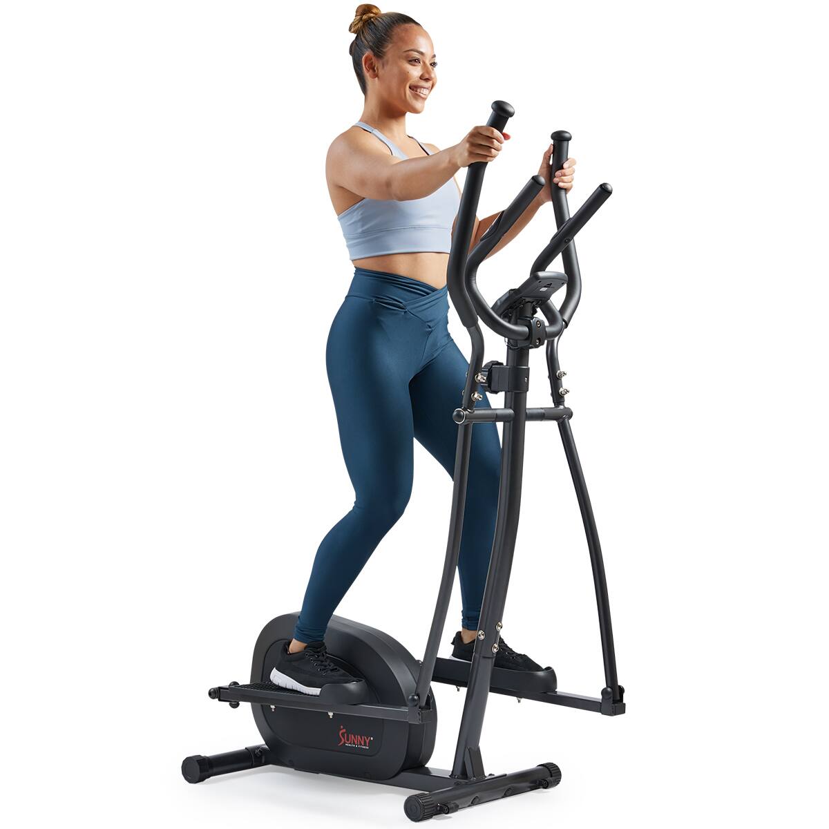 Angle. Sunny Health & Fitness - Smart Compact Magnetic Elliptical - Dark grey.