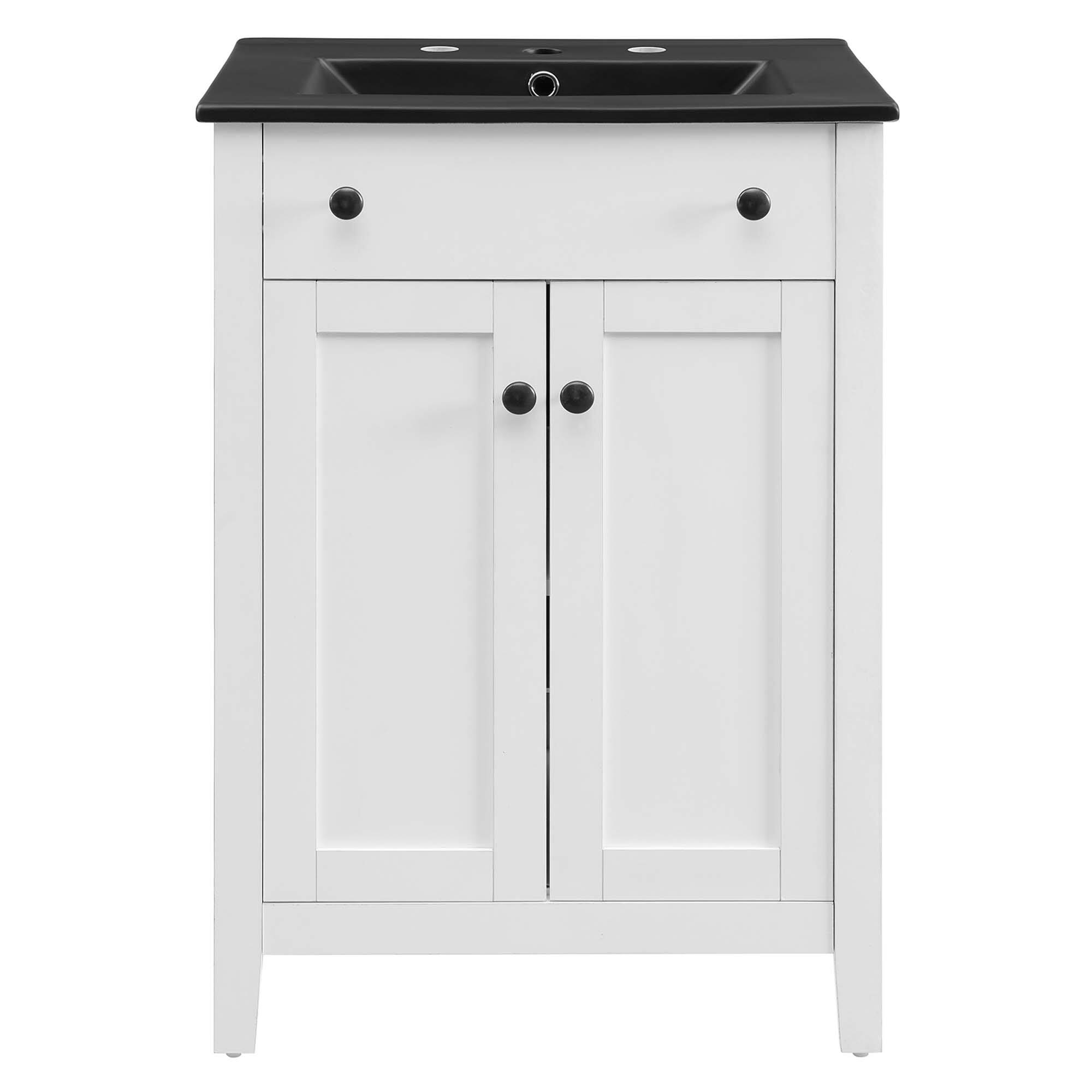 Alt View 2. Modway - Nantucket Bathroom Vanity Basin Included - White Black.