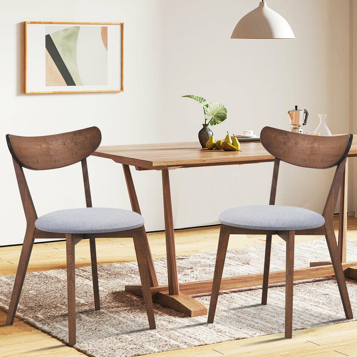 Angle. SlickBlue - Curved Back Upholstered Dining Chairs Set of 2 for Kitchen or Dining Room - Walnut.