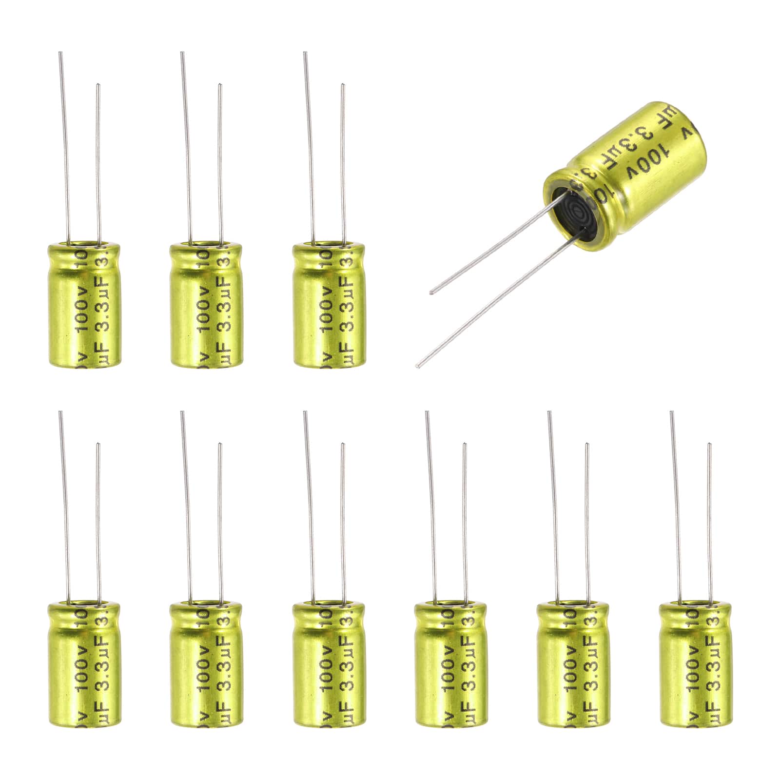 Unique Bargains - 3.3uF 100V Non-Polarized Electrolytic Capacitor, 10x17mm Aluminum Audio Cap, for DIY Tweeter, 10pcs - Gold price history on PriceWatchPro