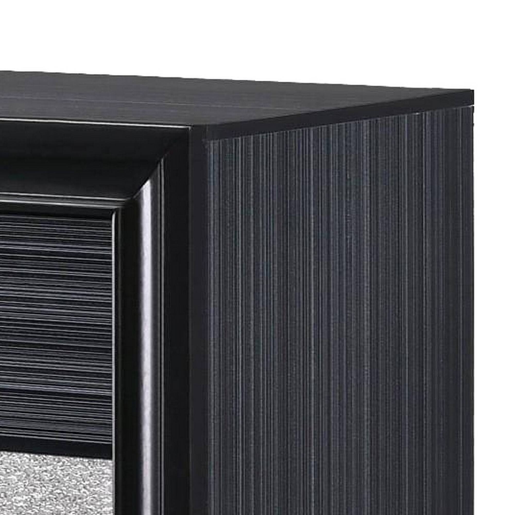 Alt View 3. Manhattan Lane - Two Tone Wooden Nightstand With Three Drawers - Black, Silver.