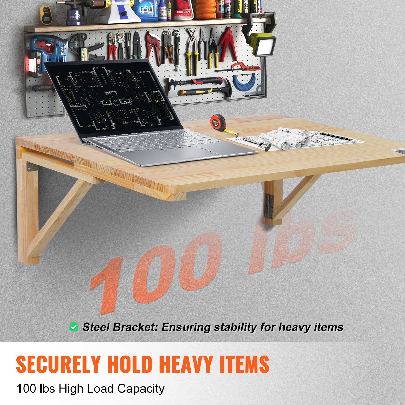 - Steel Bracket: Ensuring stability for heavy items
- SECURELY HOLD HEAVY ITEMS
- 100 lbs High Load Capacity