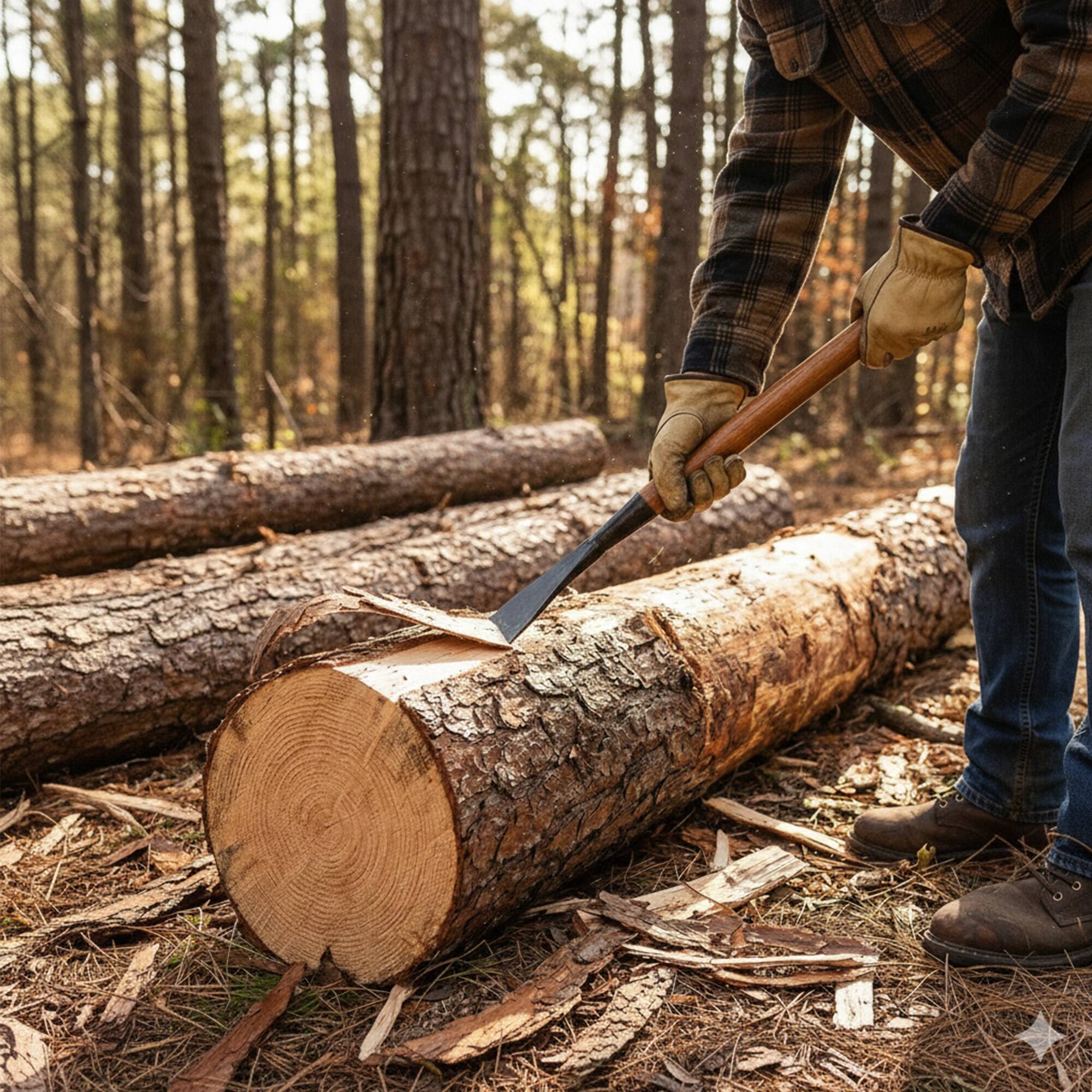 Alt View 2. Timber Tuff - Timber Tuff TMW-08 24 Inch Steel Bark Spud with Wooden Handle for Debarking Logs - Natural.