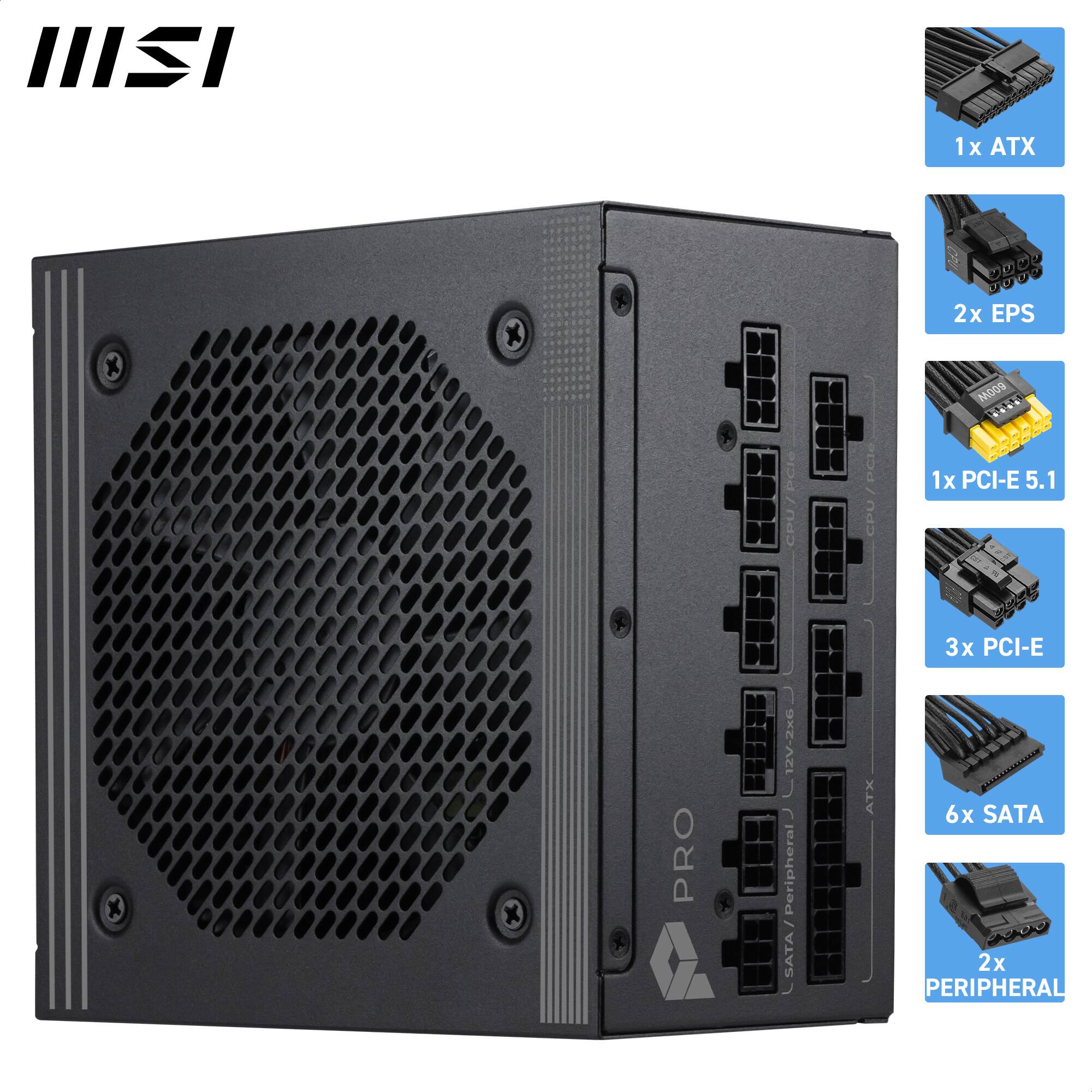1x ATX  
2x EPS  
1x PCI-E 5.1  
3x PCI-E  
12V-2x6  
6x SATA  
2x PERIPHERAL