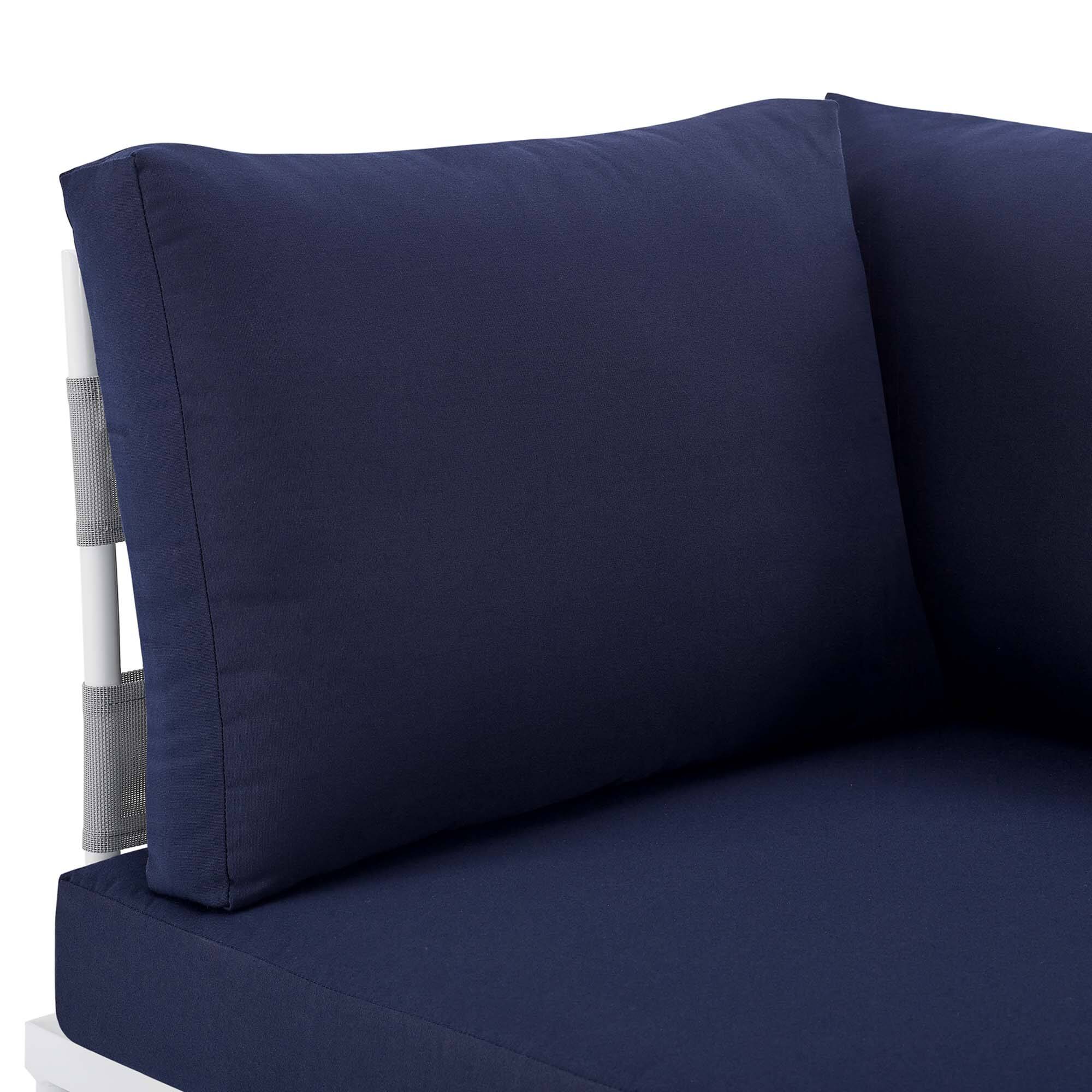 Alt View 3. Modway - Harmony Sunbrella® Outdoor Patio Aluminum Corner Chair by Modway - Gray Navy.