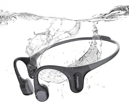 Front. Mojawa - Run Plus Waterproof Bone Conduction Headphones - Black.