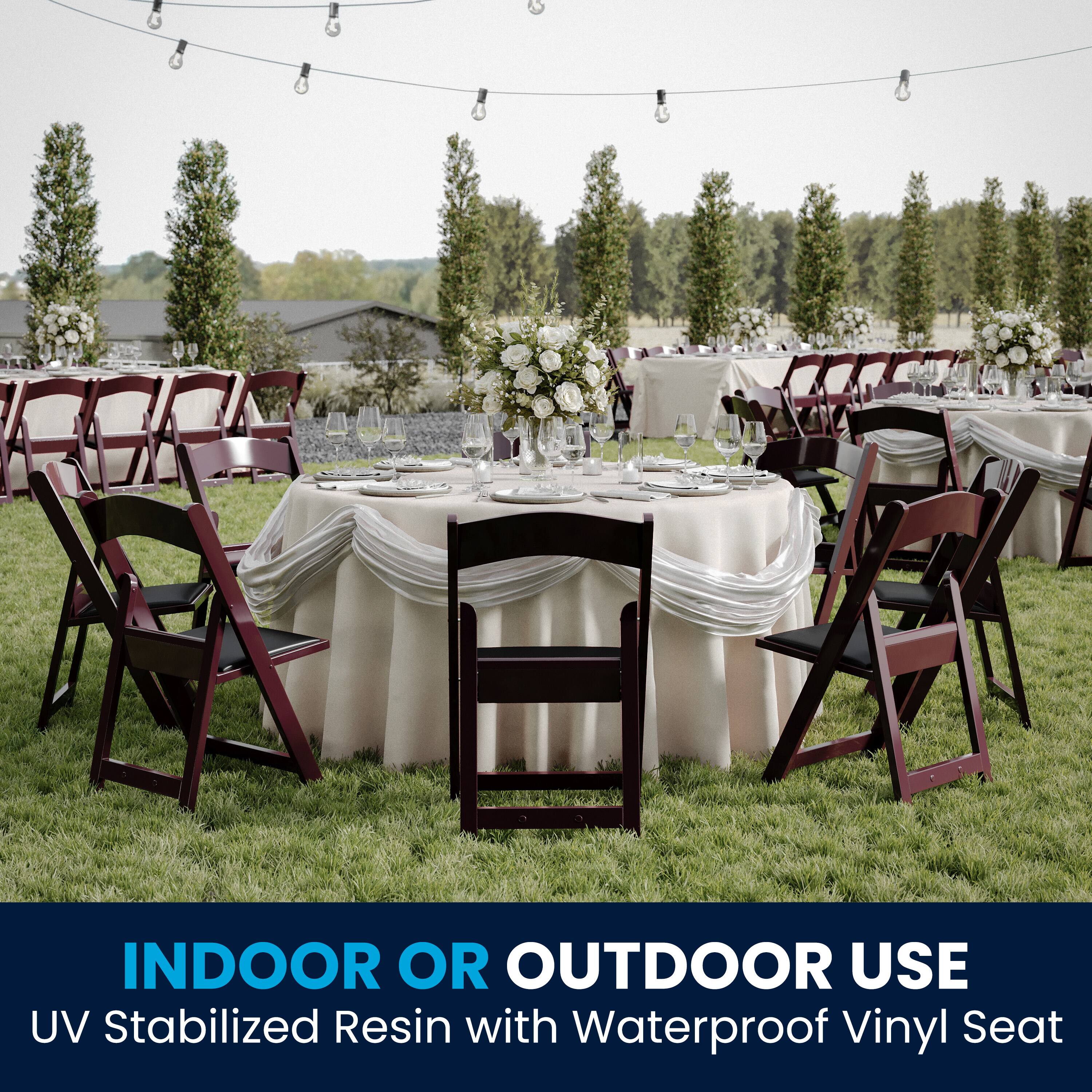 INDOOR OR OUTDOOR USE  
UV Stabilized Resin with Waterproof Vinyl Seat