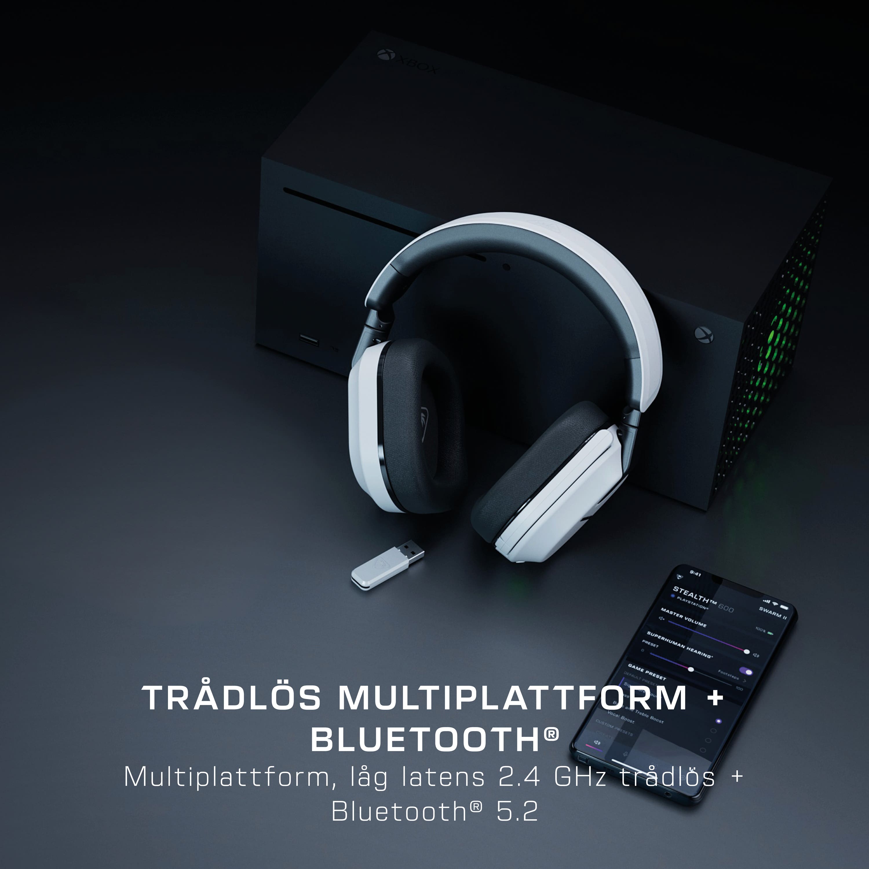 TRÄDLÖS MULTIPLATTFORM + BLUETOOTH®
Multiplattform, låg latens 2.4 GHz trädlos + Bluetooth® 5.2