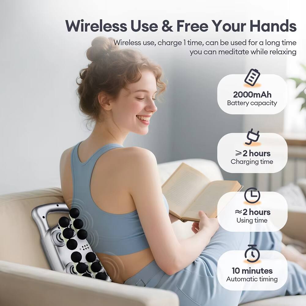 Wireless Use & Free Your Hands  
Wireless use, charge 1 time, can be used for a long time you can meditate while relaxing  

- 2000mAh Battery capacity  
- ≥2 hours Charging time  
- ≈2 hours Using time  
- 10 minutes Automatic timing