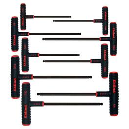 Eklind Tool - 9 Piece Set Power T Handle Ball Hex Key Alloy Steel Allen Wrench - Multicolor