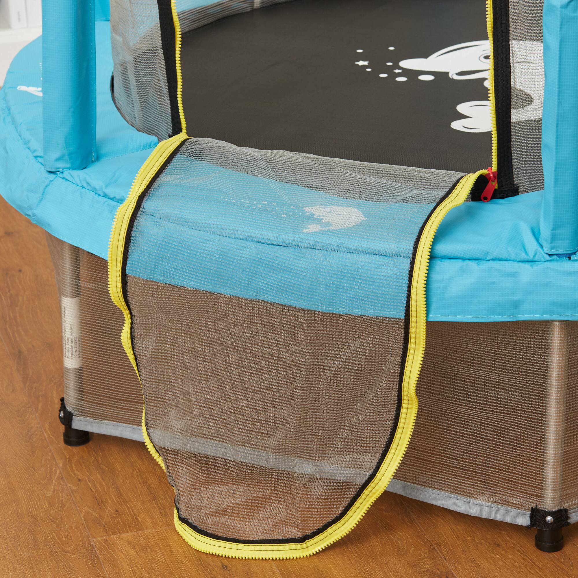 Alt View 4. Qaba - 4.6FT Trampoline, Enclosure Net, Mini Trampoline, Indoor Outdoor, Gifts, Dolphin Pattern - Light Blue.