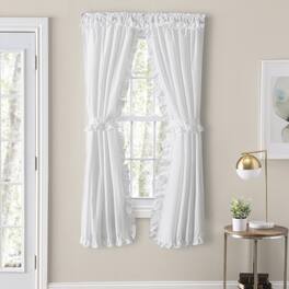 Ellis Curtain - Ellis Home Classic Narrow Ruffle 2-Piece Color Rod Pocket Curtain Panel 80" X 84" - White
