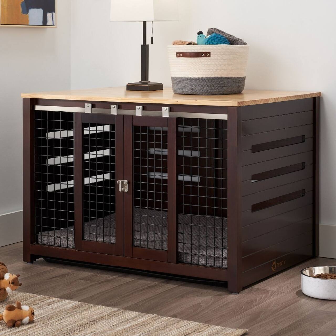 Alt View 13. TRINITY - 40" Espresso Brown Pet Crate Accent Table - Espresso Brown.