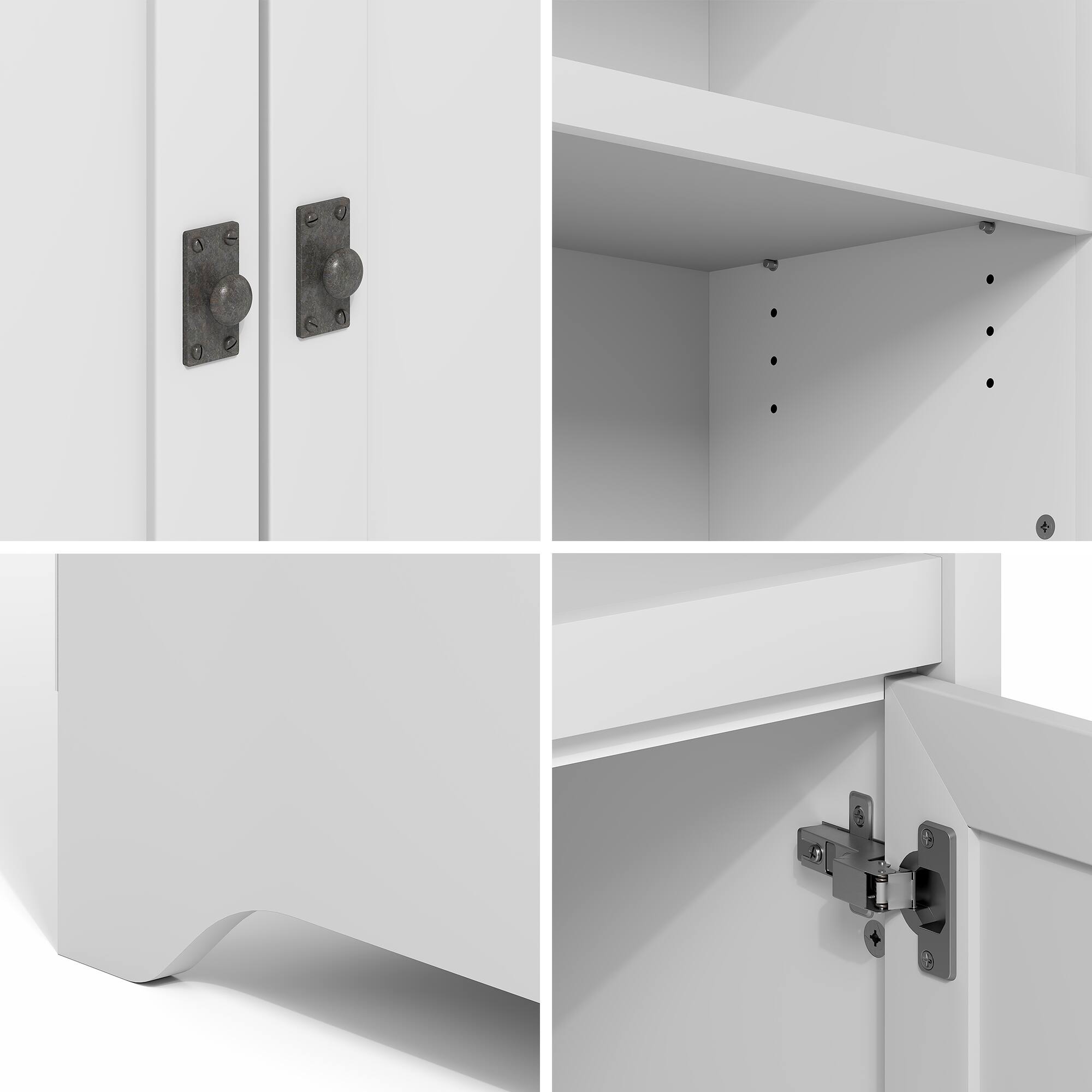 Alt View 2. Furinno - Robin Multipurpose Open Shelves and Storage Cabinet, Pantry Cabinet, Kitchen Cabinet with Doors - White.
