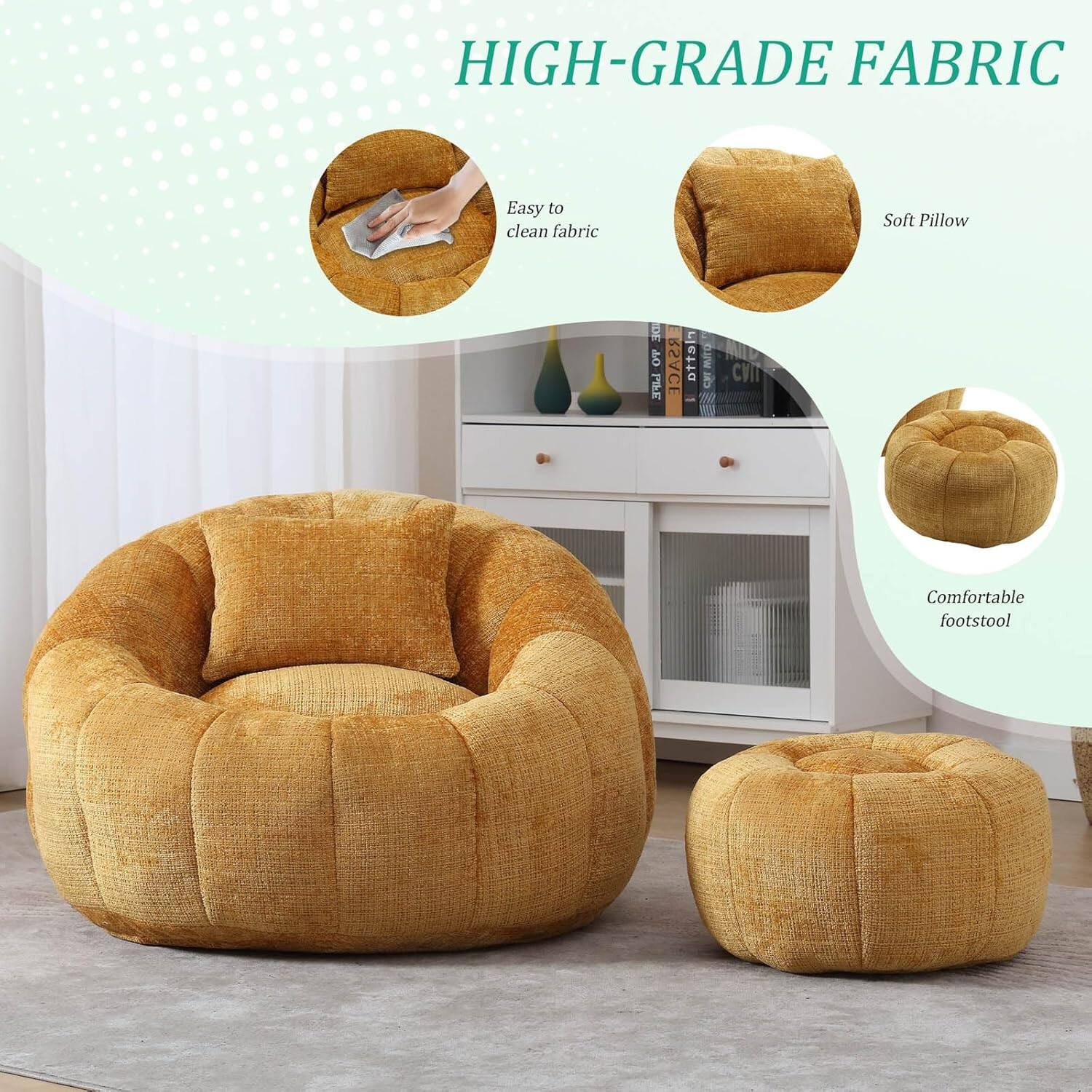 HIGH-GRADE FABRIC

- Easy to clean fabric
- Soft Pillow
- Comfortable footstool