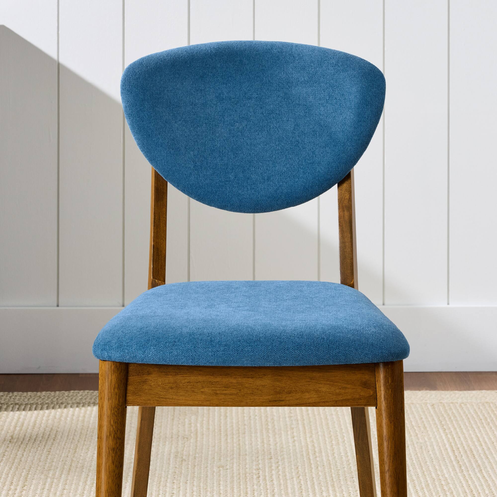 Alt View 3. Best Choice Products - Best Choice Products Set of 4 Wooden Dining Chairs, Wood Modern Farmhouse Upholstered Chairs - Walnut/Ocean Blue - Walnut/Ocean Blue.