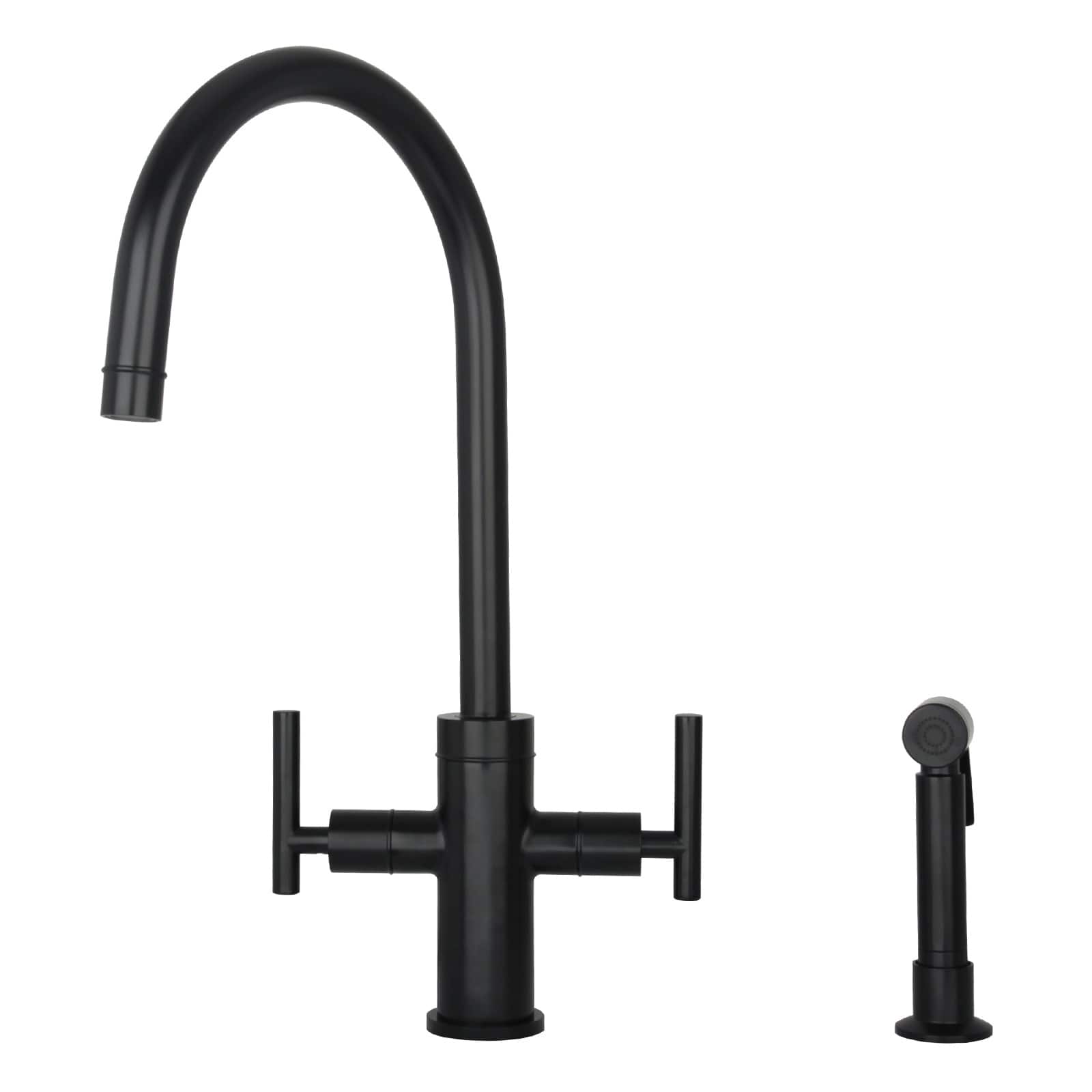 Two-Handles 360° Swivel Widespread Kitchen Faucet with Side Sprayer price history on PriceWatchPro