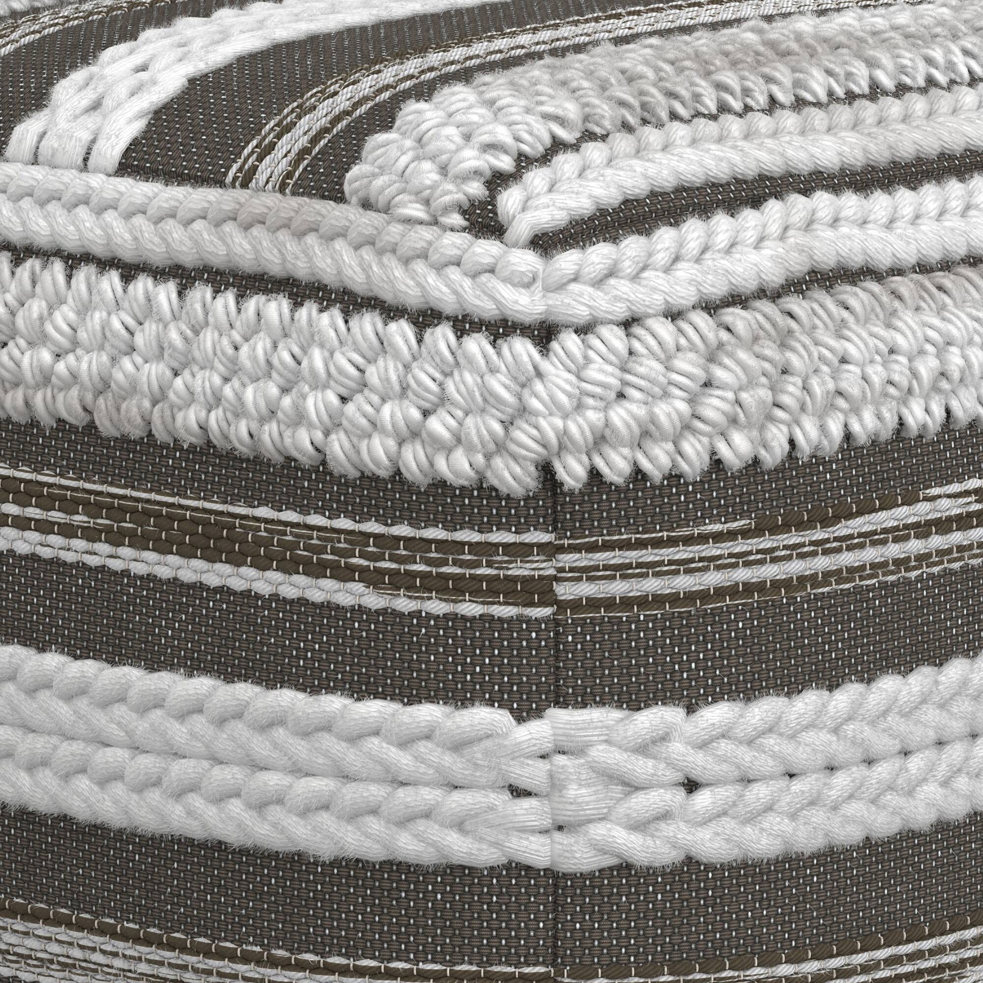 Alt View 2. Simpli Home - Sommer Boho Square Pouf in Natural/Taupe Grey Handloom Woven Pattern - Natural/Taupe Grey.