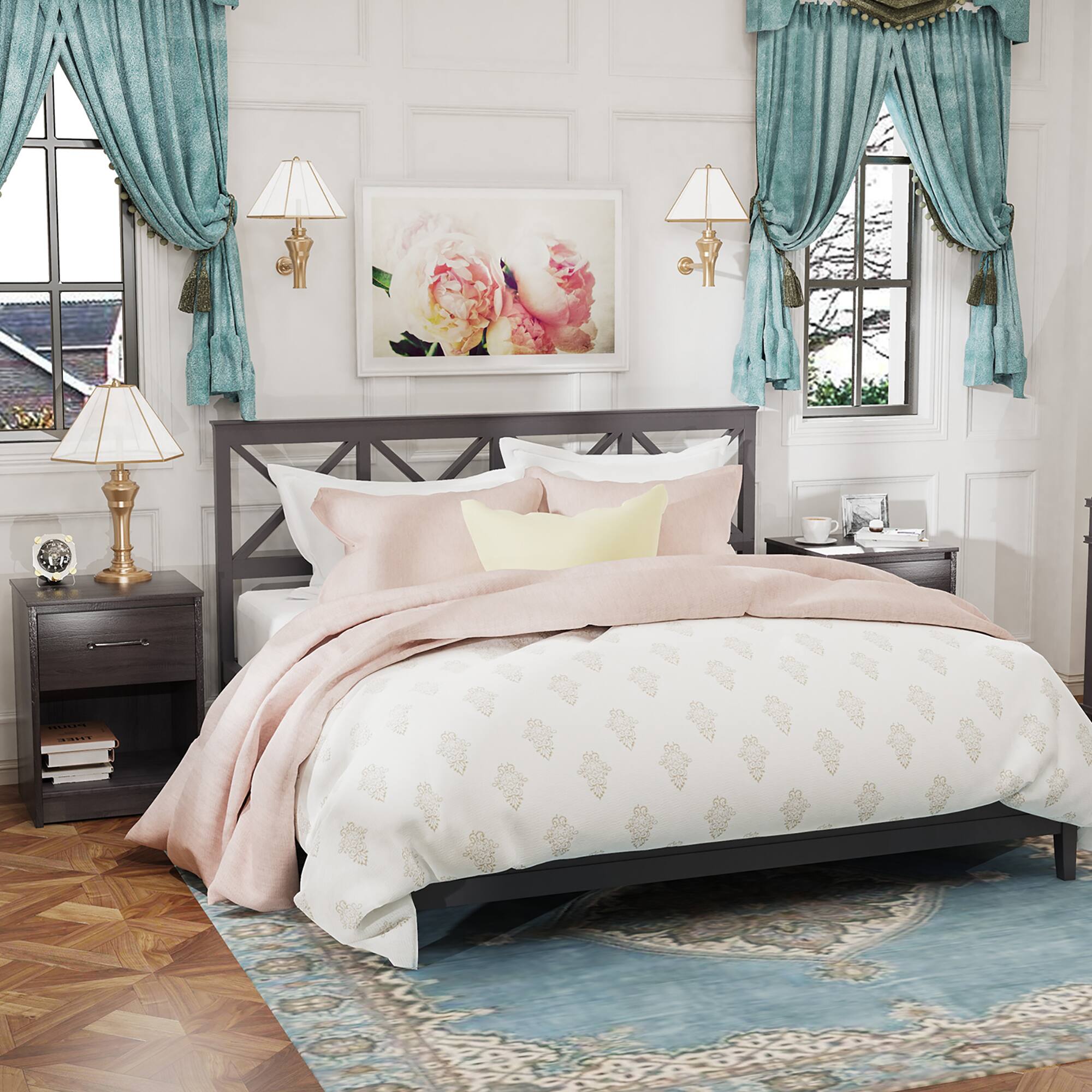 Alt View 19. Costway - Nightstand with Drawer Storage Shelf Wooden End Side Table Bedroom - Black.