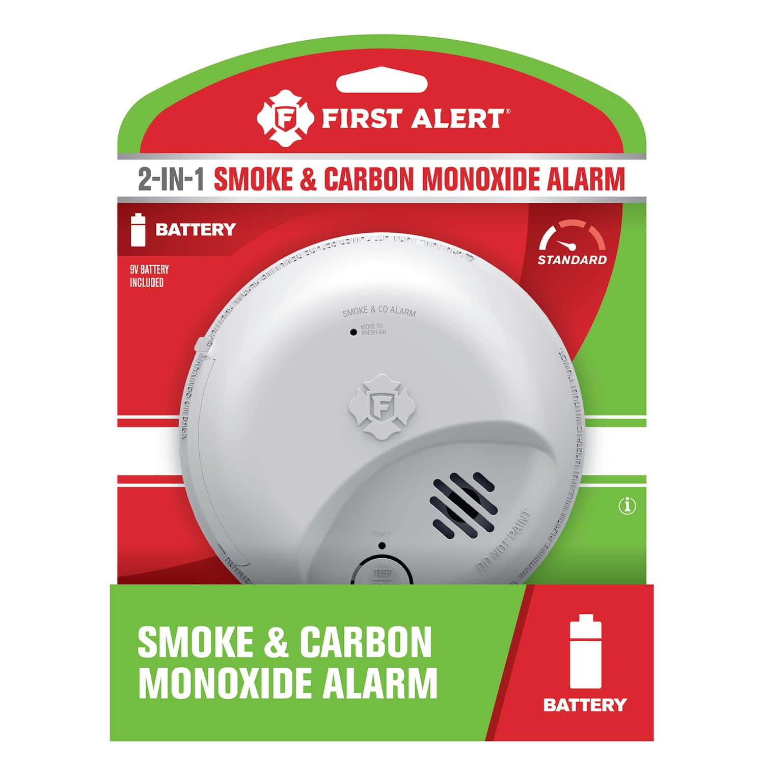 First Alert - SMICO100 Battery-Operated 2-in-1 Smoke and CO Alarm, Ionization - White