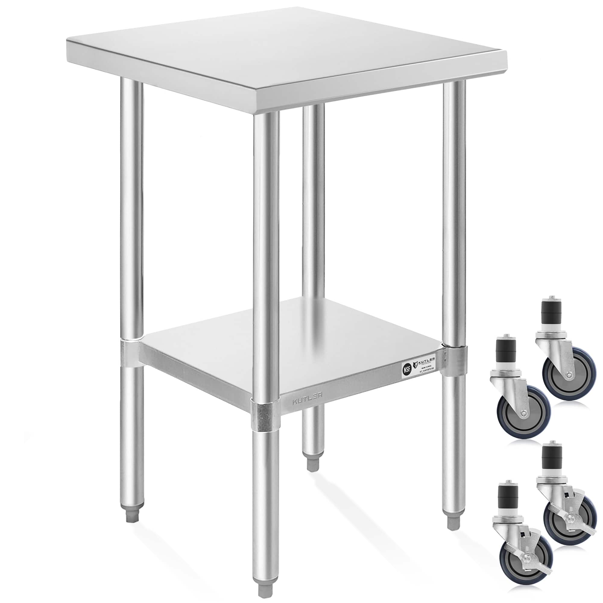 KUTLER - NSF Commercial Stainless Steel Prep and Work Table with Wheels - Silver