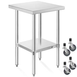 KUTLER - NSF Commercial Stainless Steel Prep and Work Table with Wheels - Silver