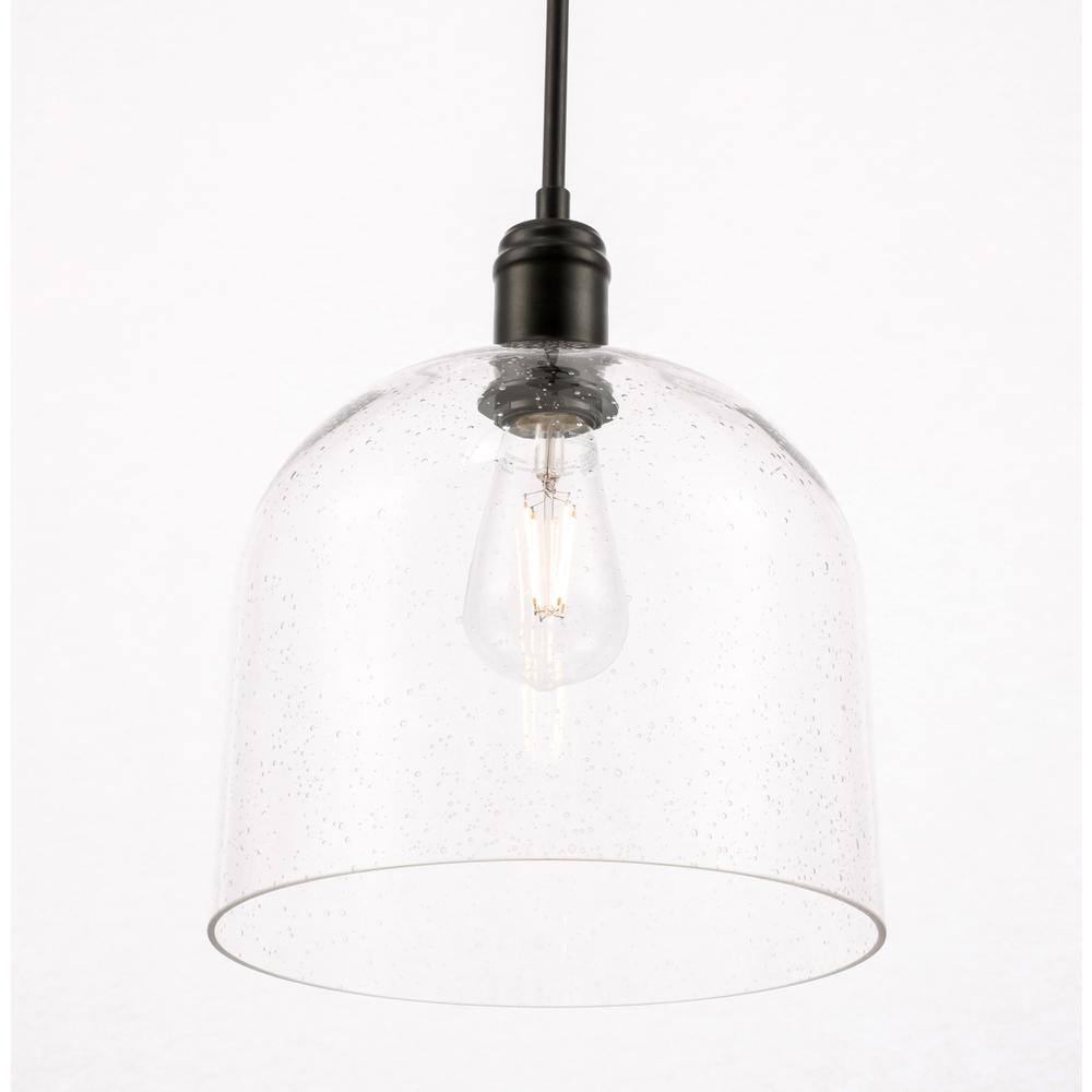 Alt View 9. Living District - Gabe 1 light Black and Clear seeded glass pendant - Black And Clear Seeded Glass.