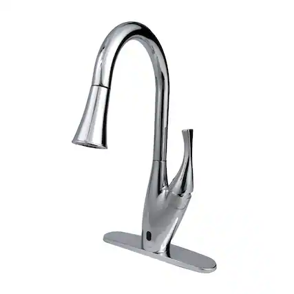 Front. Bio Bidet - Flow X-Series Motion Activated Kitchen Faucet - Chrome - Chrome.
