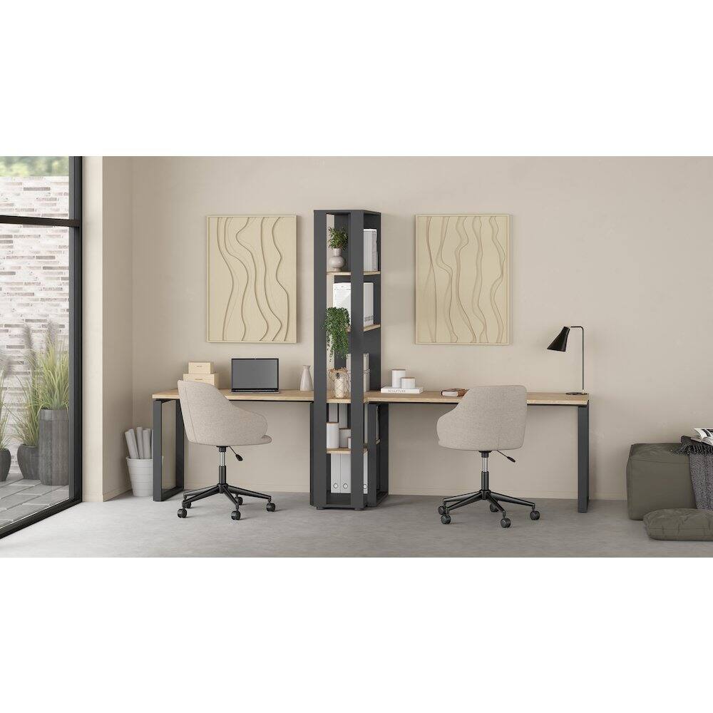 Back. Tvilum - Sign 5 Shelf Bookcase Room Divider, Matte Grey/Jackson Hickory - Gray.