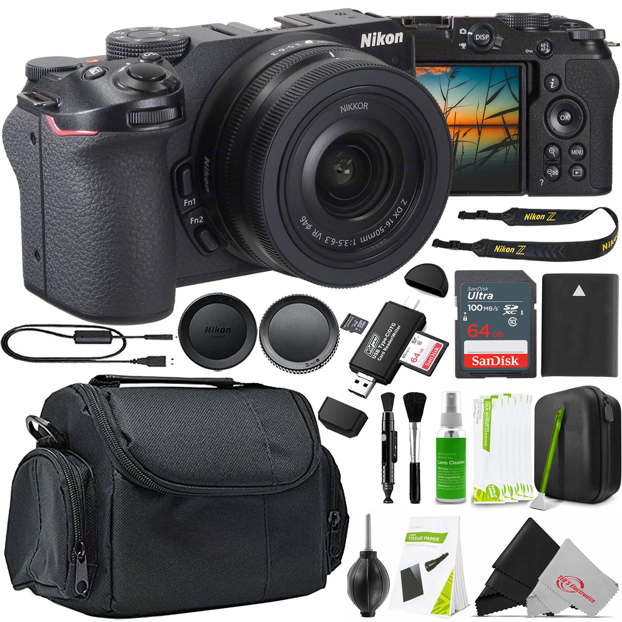 Nikon - Z30 Mirrorless Camere with DX 16-50mm Lens + 64GB Ultra SDXC Card Bundle- International Version - Black