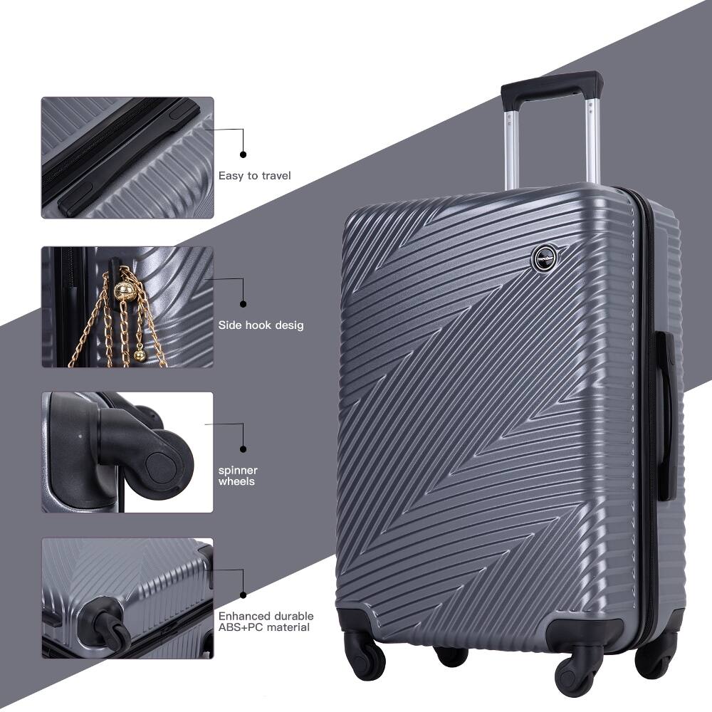 Easy to travel  
Side hook design  
Spinner wheels  
Enhanced durable ABS+PC material