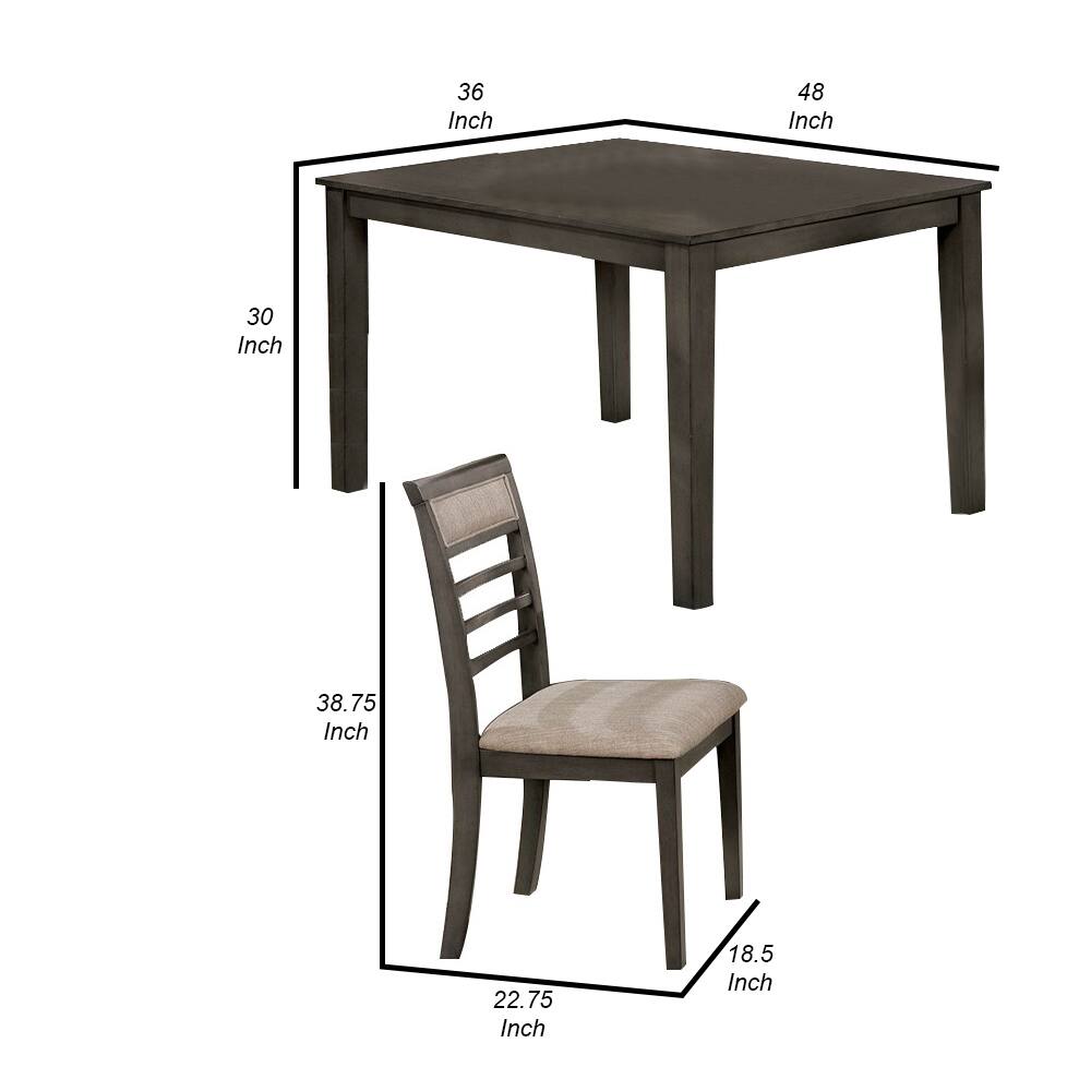 - Table: 36 Inch x 48 Inch
- Chair: 30 Inch x 38.75 Inch x 22.75 Inch x 18.5 Inch